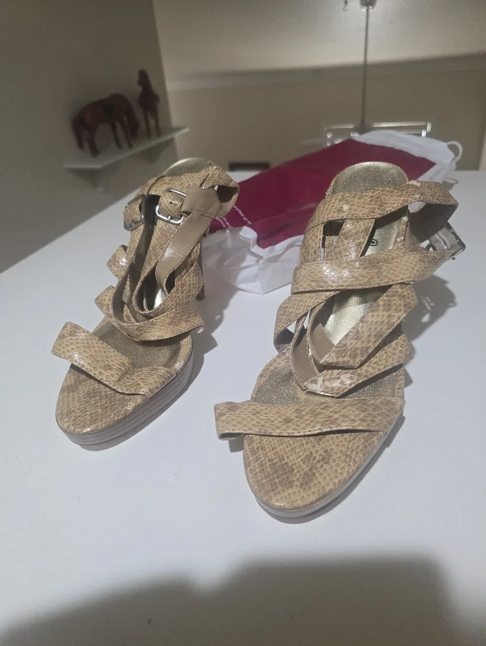 Tan Strappy High Heel Sandals